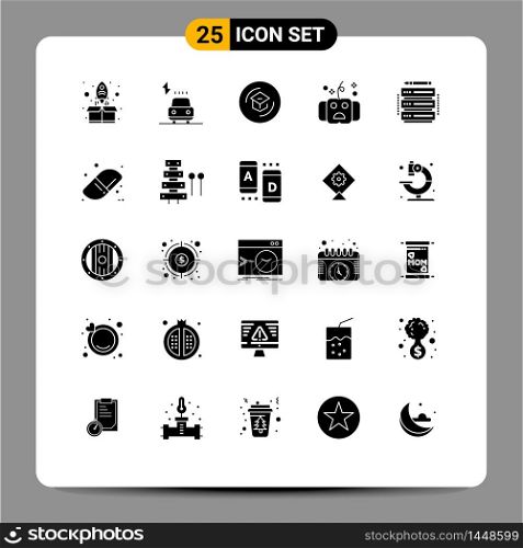 Modern Set of 25 Solid Glyphs and symbols such as horror, halloween, education, eve, school Editable Vector Design Elements