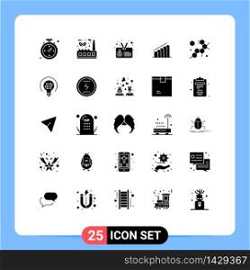 Modern Set of 25 Solid Glyphs and symbols such as molecule, analysis, id, report, chart Editable Vector Design Elements