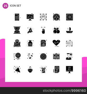 Modern Set of 25 Solid Glyphs and symbols such as motivation, locker, documents, thanksgiving, nature Editable Vector Design Elements