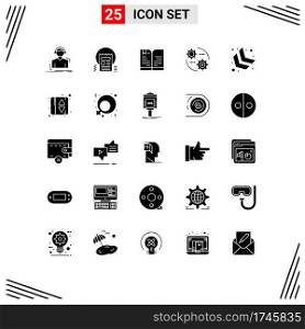 Modern Set of 25 Solid Glyphs and symbols such as setting, setting, news, control, education Editable Vector Design Elements