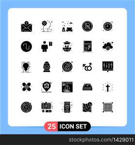 Modern Set of 25 Solid Glyphs and symbols such as time, business, park, fast, diet Editable Vector Design Elements