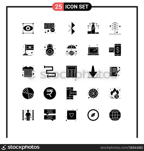 Modern Set of 25 Solid Glyphs Pictograph of garden, arrow, bluetooth, chess, up Editable Vector Design Elements