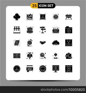 Modern Set of 25 Solid Glyphs Pictograph of horse, gymnastic, user id, thinking, creative Editable Vector Design Elements