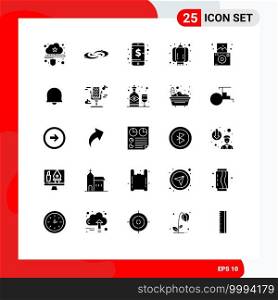 Modern Set of 25 Solid Glyphs Pictograph of lantern, chinese, system, china, phone Editable Vector Design Elements