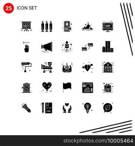 Modern Set of 25 Solid Glyphs Pictograph of sale, online shop, weapon, career, development Editable Vector Design Elements