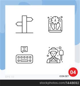 Modern Set of 4 Filledline Flat Colors and symbols such as address, chat, signal, weight, farmer Editable Vector Design Elements