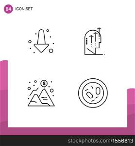 Modern Set of 4 Filledline Flat Colors and symbols such as arrow, flag, emotional, intelligence, success Editable Vector Design Elements