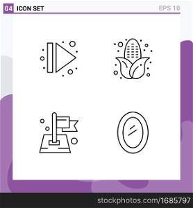 Modern Set of 4 Filledline Flat Colors and symbols such as arrow, location, right, food, map Editable Vector Design Elements