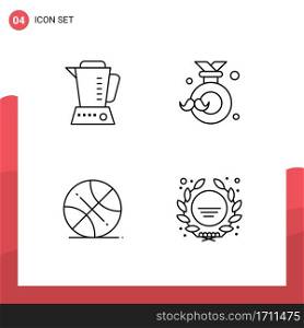 Modern Set of 4 Filledline Flat Colors and symbols such as blender, backetball, machine, father, sports Editable Vector Design Elements