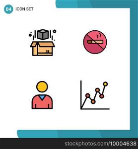 Modern Set of 4 Filledline Flat Colors and symbols such as box, user, smoking, health, card Editable Vector Design Elements