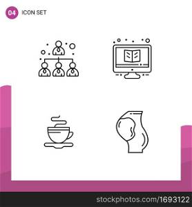 Modern Set of 4 Filledline Flat Colors and symbols such as business, cup, learning, education, hotel Editable Vector Design Elements