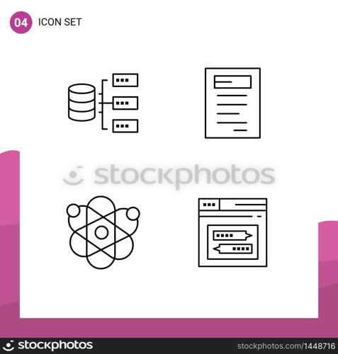 Modern Set of 4 Filledline Flat Colors and symbols such as data, genetic, storage, study, internet Editable Vector Design Elements