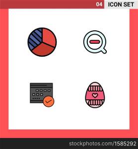 Modern Set of 4 Filledline Flat Colors and symbols such as diagram, business, search, delete, event Editable Vector Design Elements