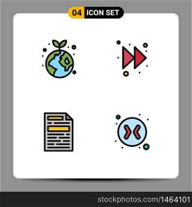 Modern Set of 4 Filledline Flat Colors and symbols such as earth, design, plant, right, change arrows Editable Vector Design Elements