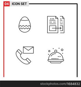 Modern Set of 4 Filledline Flat Colors and symbols such as easter, contact, account, file, contacts Editable Vector Design Elements