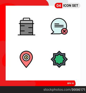Modern Set of 4 Filledline Flat Colors and symbols such as pan, map, giving, cross, dollar Editable Vector Design Elements