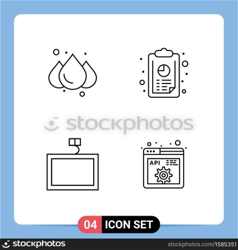 Modern Set of 4 Filledline Flat Colors and symbols such as rain, wall, annual report, graph, code Editable Vector Design Elements
