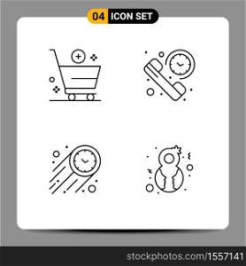 Modern Set of 4 Filledline Flat Colors Pictograph of add, time, commerce, duration, speed Editable Vector Design Elements