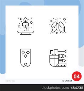 Modern Set of 4 Filledline Flat Colors Pictograph of autumn, insignia, festival, lungs, rank Editable Vector Design Elements