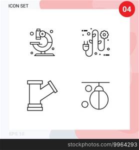 Modern Set of 4 Filledline Flat Colors Pictograph of lab, plump, science, electrical plug, water Editable Vector Design Elements