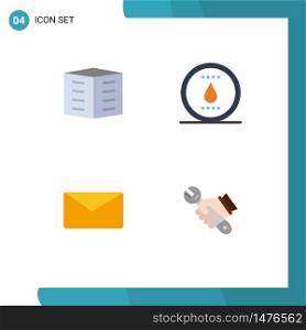 Modern Set of 4 Flat Icons and symbols such as apartments, mail, housing society, nature, user Editable Vector Design Elements