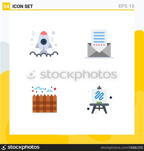 Modern Set of 4 Flat Icons and symbols such as app, estate, launch, envelope, real Editable Vector Design Elements
