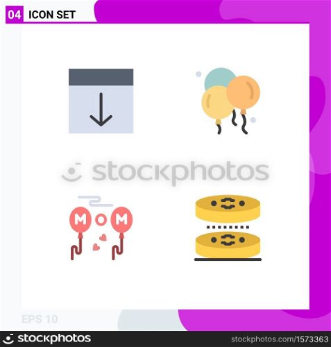 Modern Set of 4 Flat Icons and symbols such as arrange, balloons, layout, dad, love Editable Vector Design Elements