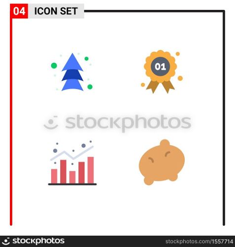 Modern Set of 4 Flat Icons and symbols such as arrow, chart, direction, quality, shopping Editable Vector Design Elements