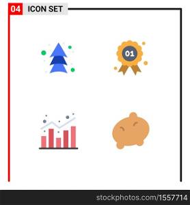 Modern Set of 4 Flat Icons and symbols such as arrow, chart, direction, quality, shopping Editable Vector Design Elements