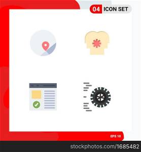 Modern Set of 4 Flat Icons and symbols such as basic, coding, map, mind, development Editable Vector Design Elements