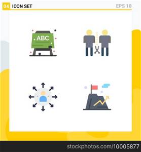 Modern Set of 4 Flat Icons and symbols such as board, arrows, family, people, job Editable Vector Design Elements