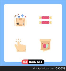 Modern Set of 4 Flat Icons and symbols such as box, click, package, candy, hand Editable Vector Design Elements