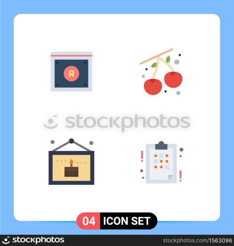 Modern Set of 4 Flat Icons and symbols such as business, celebration, law, cherry, picture Editable Vector Design Elements