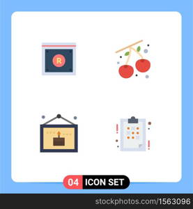 Modern Set of 4 Flat Icons and symbols such as business, celebration, law, cherry, picture Editable Vector Design Elements