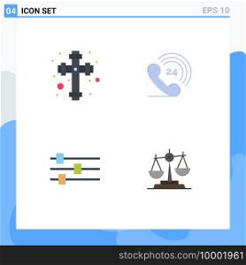 Modern Set of 4 Flat Icons and symbols such as celebration, tool, telephone, court Editable Vector Design Elements