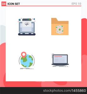 Modern Set of 4 Flat Icons and symbols such as cloud, globe, online, science, pin Editable Vector Design Elements