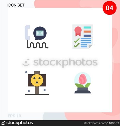 Modern Set of 4 Flat Icons and symbols such as communication, ribbon, help, document, halloween Editable Vector Design Elements
