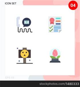 Modern Set of 4 Flat Icons and symbols such as communication, ribbon, help, document, halloween Editable Vector Design Elements