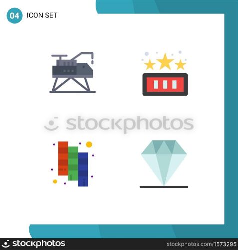 Modern Set of 4 Flat Icons and symbols such as construction, design, platform, game, care Editable Vector Design Elements