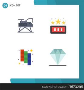 Modern Set of 4 Flat Icons and symbols such as construction, design, platform, game, care Editable Vector Design Elements
