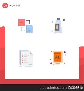 Modern Set of 4 Flat Icons and symbols such as data, list, scince, clean, registration Editable Vector Design Elements