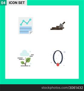 Modern Set of 4 Flat Icons and symbols such as data, plant, page, mason, leaf Editable Vector Design Elements