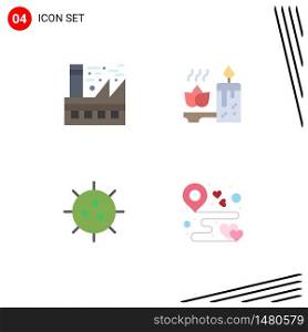 Modern Set of 4 Flat Icons and symbols such as earth, bacteria, energy, candle, chemistry Editable Vector Design Elements