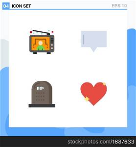 Modern Set of 4 Flat Icons and symbols such as entertainment, graveyard, user, talk, rip Editable Vector Design Elements