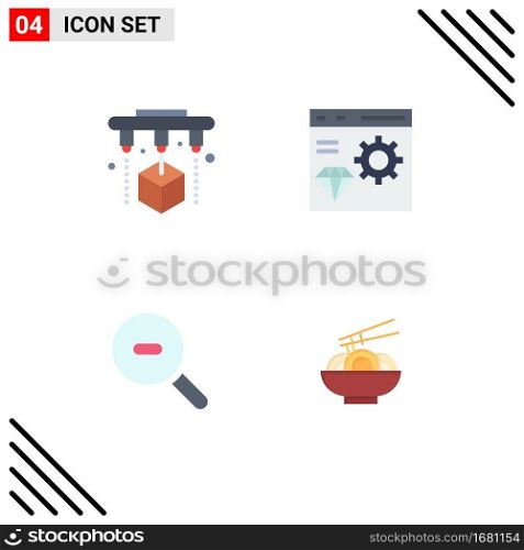 Modern Set of 4 Flat Icons and symbols such as factory, research, app, develop, noodle Editable Vector Design Elements