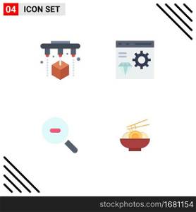 Modern Set of 4 Flat Icons and symbols such as factory, research, app, develop, noodle Editable Vector Design Elements
