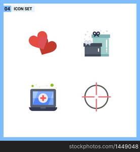 Modern Set of 4 Flat Icons and symbols such as favorites, sight, birthday, antivirus, 5 Editable Vector Design Elements