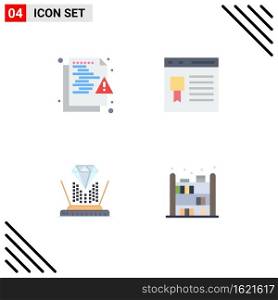 Modern Set of 4 Flat Icons and symbols such as file, website, protection, develop, projection Editable Vector Design Elements