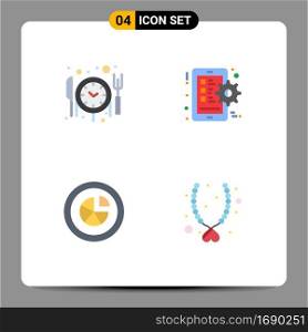 Modern Set of 4 Flat Icons and symbols such as food, diagram, gear, smart phone, report Editable Vector Design Elements
