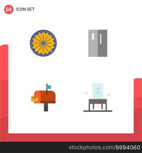 Modern Set of 4 Flat Icons and symbols such as indian, mail, day, fridge, mail box Editable Vector Design Elements